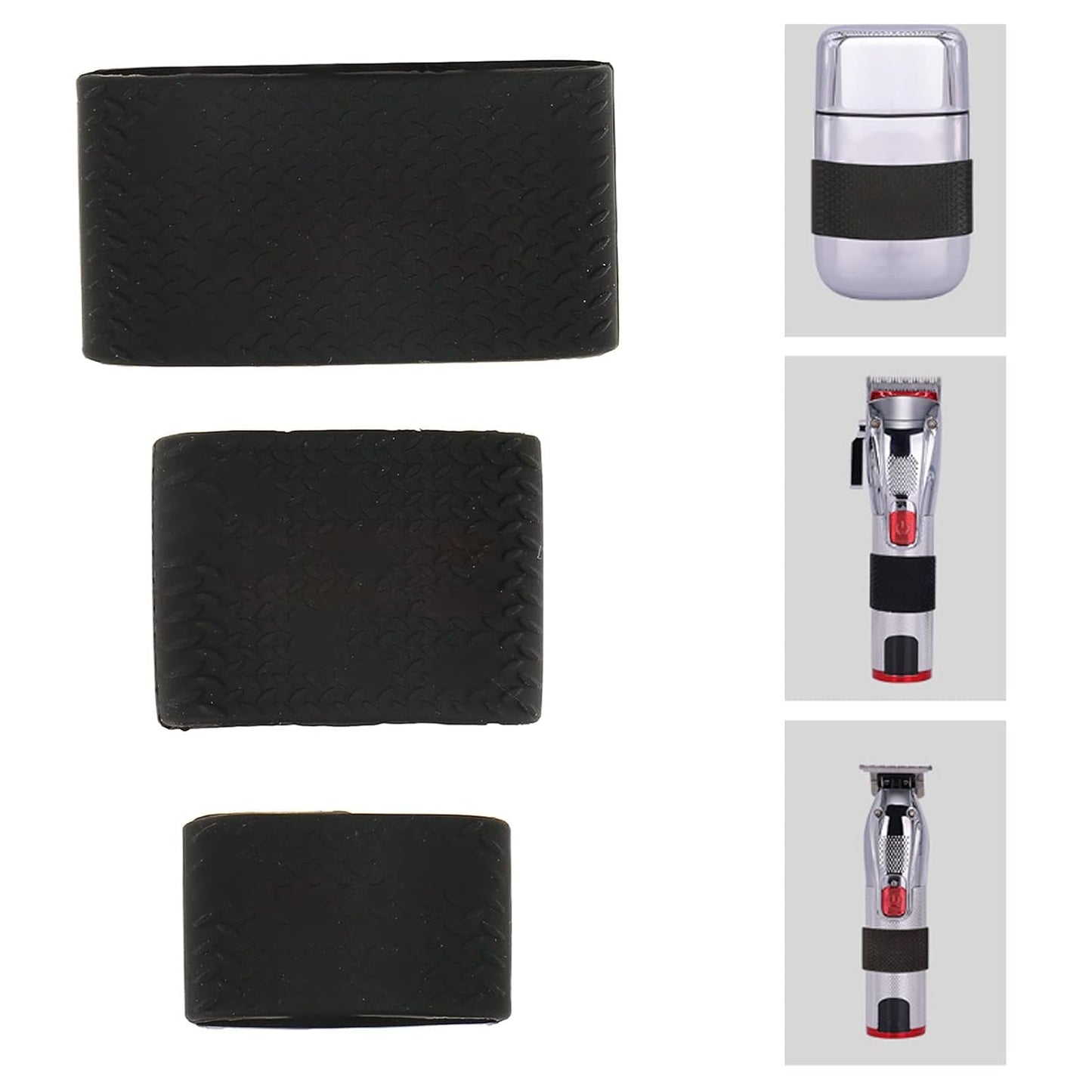 3 Pcs Clipper Protective Sleeve, Clipper Sleeve for Barbers, Barber Grippers Silicone Non Slip Electric Clipper Bands for Baber Tool