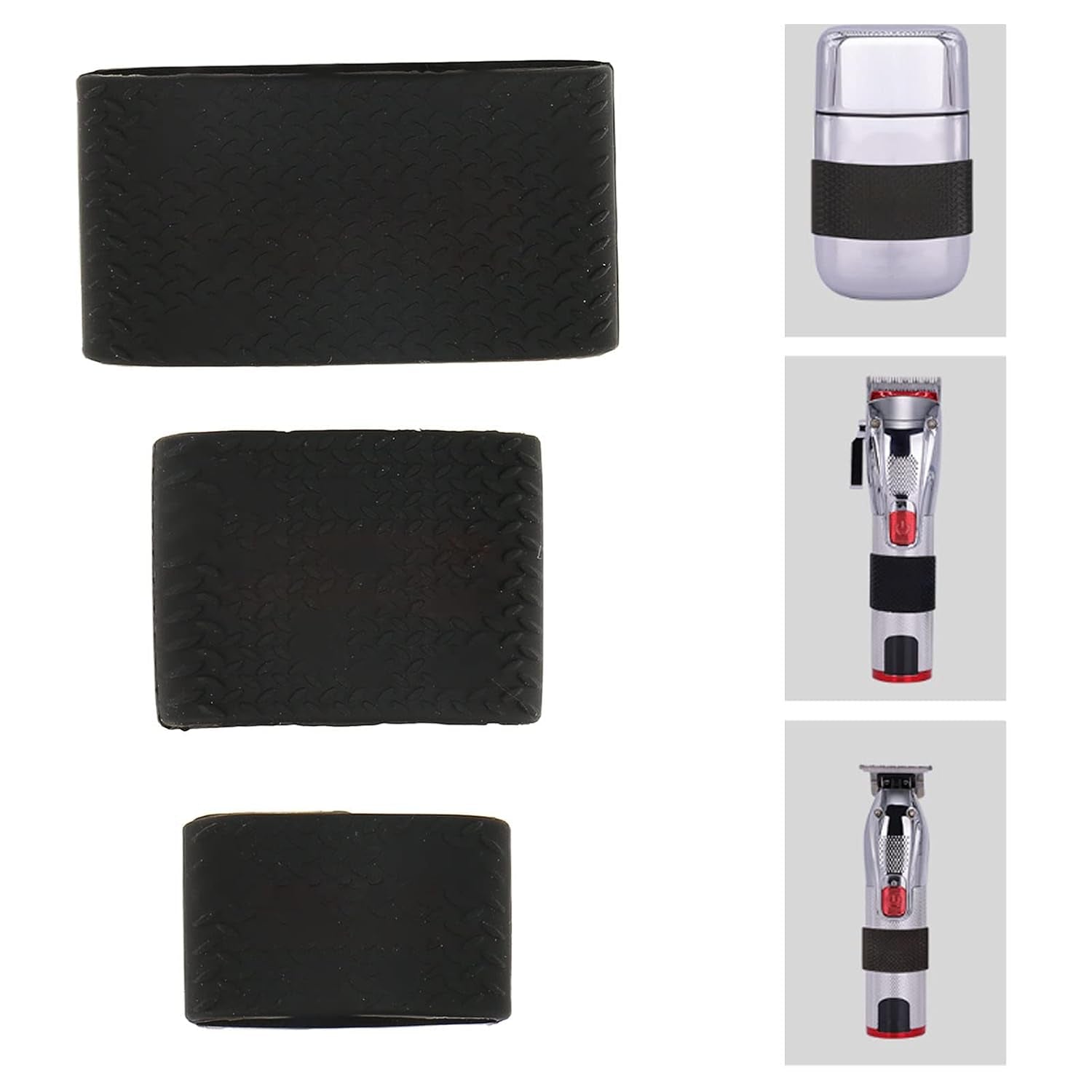 3 Pcs Clipper Protective Sleeve, Clipper Sleeve for Barbers, Barber Grippers Silicone Non Slip Electric Clipper Bands for Baber Tool