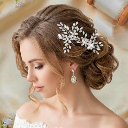 Silver Hair Pins Rhinestone Wedding Hair Pieces Bridal Hair Accessories for Brides