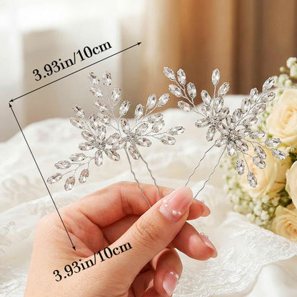 Silver Hair Pins Rhinestone Wedding Hair Pieces Bridal Hair Accessories for Brides