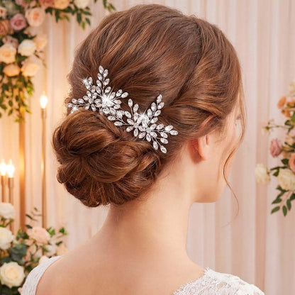 Silver Hair Pins Rhinestone Wedding Hair Pieces Bridal Hair Accessories for Brides