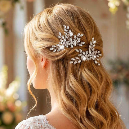 Silver Hair Pins Rhinestone Wedding Hair Pieces Bridal Hair Accessories for Brides