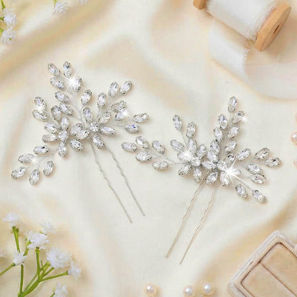 Silver Hair Pins Rhinestone Wedding Hair Pieces Bridal Hair Accessories for Brides