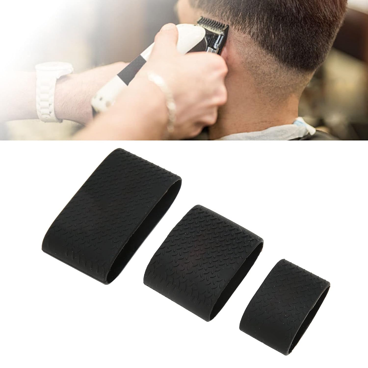 3 Pcs Clipper Protective Sleeve, Clipper Sleeve for Barbers, Barber Grippers Silicone Non Slip Electric Clipper Bands for Baber Tool