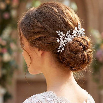 Silver Hair Pins Rhinestone Wedding Hair Pieces Bridal Hair Accessories for Brides